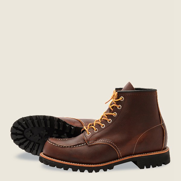 Botas Red Wing Heritage Hombre Marrom Oscuro - Roughneck - 6-Inch Oil-Slick Cuero - 356-RMFHCX